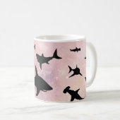 Rosa Schattenhai auf Gradientengalaxie Kaffeetasse (VorderseiteRechts)
