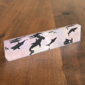 Rosa Schattenhai auf Gradientengalaxie Namensplakette (Seite)