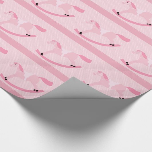 Rosa Schaukelpferd-Babyparty-Packpapier Geschenkpapier (Ecke)
