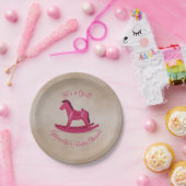 Rosa Schaukelpferd-Babyparty Pappteller (Party)