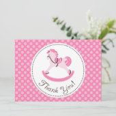 Rosa Schaukelpferd danken Ihnen Dankeskarte (Stehend Vorderseite)