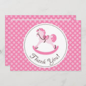 Rosa Schaukelpferd danken Ihnen Dankeskarte (Vorne/Hinten)