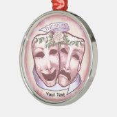 Rosa Schauspielermasken Ornament Aus Metall (Links)