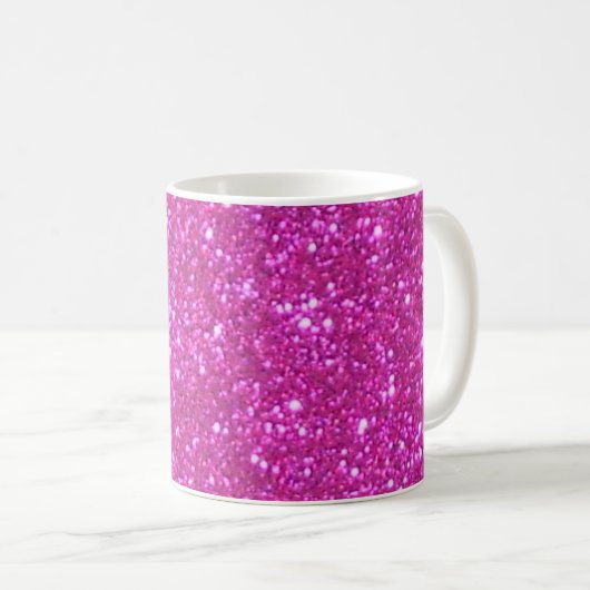Rosa Schein-funkelnd Glitzer-Girly Kaffeetasse (VorderseiteRechts)