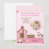 Rosa Scheunen-Farm der Tiere FOTO Einladung (Vorne/Hinten)