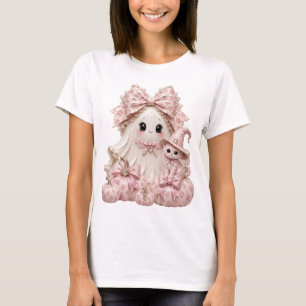 Rosa Schickes Gespenst Halloween Süße Hexe Kätzche T-Shirt