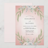 Rosa Schiefer Blatt Hochzeit Einladung (Vorne/Hinten)