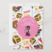 Rosa Schiffe und Party Piraten Einladung (Vorderseite)