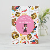 Rosa Schiffe und Party Piraten Einladung (Stehend Vorderseite)