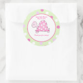 Rosa Schildkröte-grüner/rosa Runder Aufkleber (Tasche)