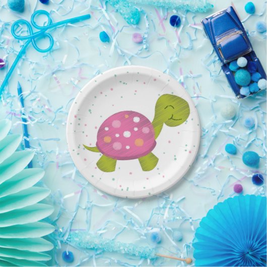 Rosa Schildkröteconfetti-Party-Platte Pappteller (Party)