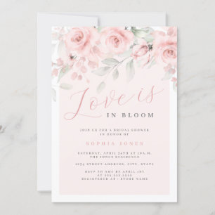 Rosa Schimmer Blumenliebe Hochzeitsdusche "Liebe i Einladung