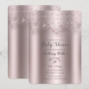 Rosa Schimmer Flattern Schmetterling Baby Shower Einladung