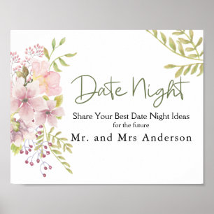 Rosa Schimmer Magnolie Blumen Date-Night-Schild Poster