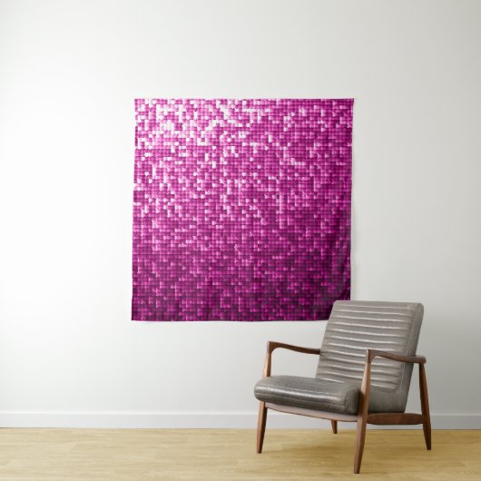 Rosa Schimmer, Silber, schwarze Sequenzen Wandteppich (Beispiel)