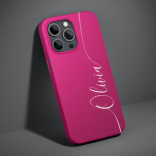 Rosa Schimmer Weiß Elegante Kalligrafie-Schrift Na Case-Mate iPhone 14 Hülle