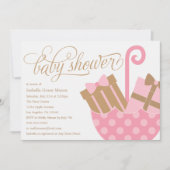 Rosa Schirm | Baby Shower Einladung (Vorderseite)