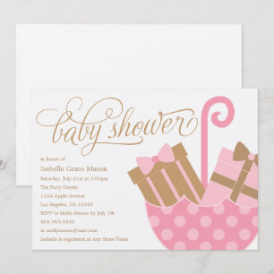 Rosa Schirm   Baby Shower Einladung