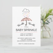 Rosa Schirm Tinkle Baby Sprinkle Download-Invik Einladung (Stehend Vorderseite)