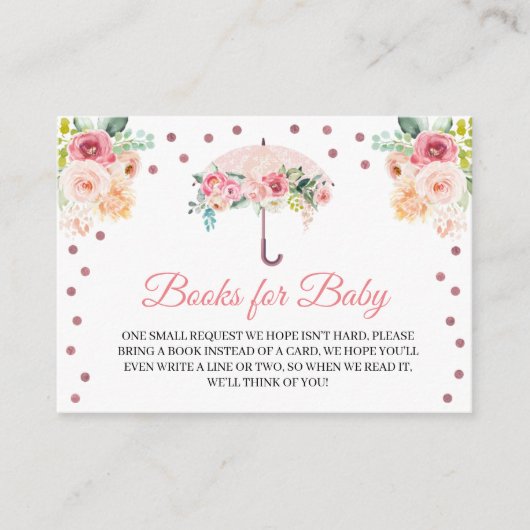 Rosa Schirmbücher für die Babyverpackungskarte Begleitkarte (Vorderseite)