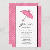 Rosa Schirmdusche Einladung (Vorne/Hinten)