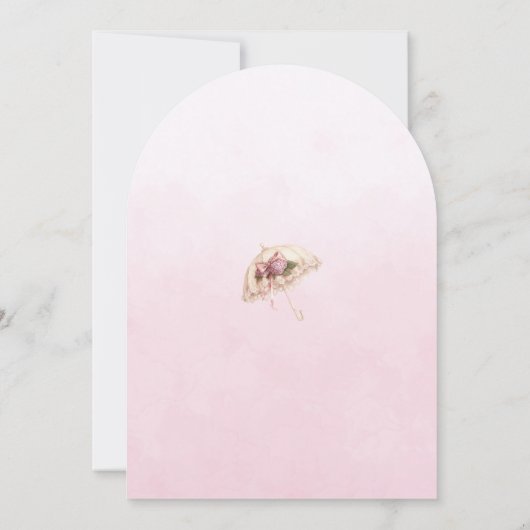 Rosa Schirme und Ribbons Brautparty Einladung (Rückseite)