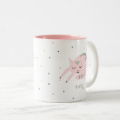 Rosa Schlafkatze Personalisiert Zweifarbige Tasse (VorderseiteRechts)