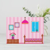 Rosa Schlafzimmer Einladungen (Stehend Vorderseite)