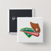 Rosa Schläger u. Ball mit Handschuh Button (Vorne & Hinten)