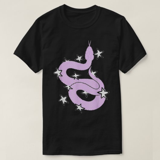 Rosa Schlange mit Sternen Design T-Shirt (Design vorne)