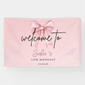 🎀 Rosa Schleife 12. Geburtstags- Willkommensbanne Banner (Horizontal)