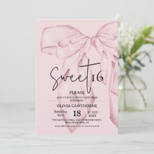 Rosa Schleife 16. Geburtstag ⎮Modern Elegant Sweet Einladung