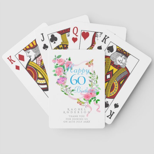 Rosa Schleife 60. Geburtstag Spielkarten (Rückseite)