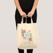 Rosa Schleife 70. Geburtstag Tragetasche (Vorderseite (Produkt))