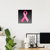 Rosa Schleife auf dunklen Seiten Poster (Heimbüro)