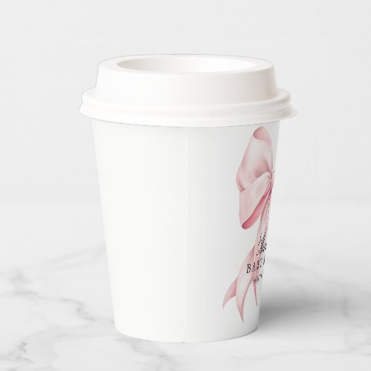 Rosa Schleife Baby Shower Coquette Schleife Thema Pappbecher (Rechts)