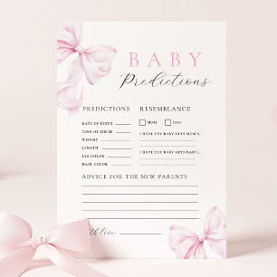 Rosa Schleife Baby Shower Spiel Mitteilungskarte