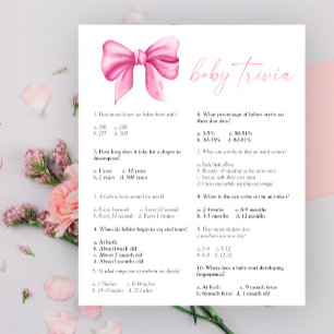 Rosa Schleife - Baby Trivia   Baby Shower Spiel