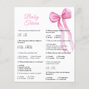 Rosa Schleife - Baby Trivia Baby Shower Spiel