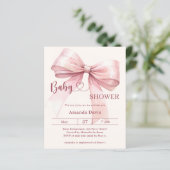 Rosa Schleife beigefarbenes Mädchen Baby Shower Ei (Stehend Vorderseite)