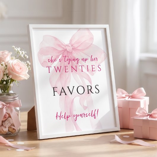 Rosa Schleife bindet Geschenke zum 30. Geburtstag Poster