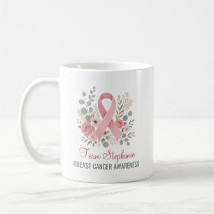 Rosa Schleife Blumen Brustkrebs Unterstützungs-Ges Kaffeetasse