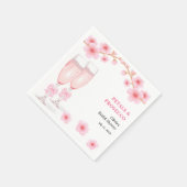 Rosa Schleife Blumen und Prosecco Brautdusche  Serviette (Ecke)