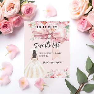 Rosa Schleife Blumenkleid Sweet 16 Save the Date Flyer