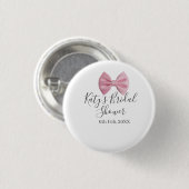Rosa Schleife Brautparty Name Datum Pastell stilvo Button (Vorne & Hinten)