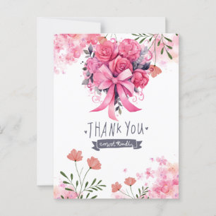 Rosa Schleife Brustkrebs-Bewusstsein mit Blumen Postkarte