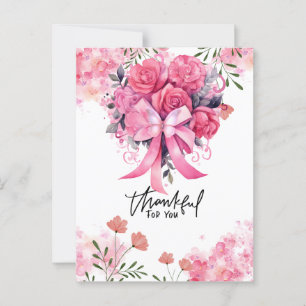 Rosa Schleife Brustkrebsbewusstsein mit Blumen Postkarte