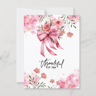 Rosa Schleife Brustkrebsbewusstsein mit Blumen Postkarte