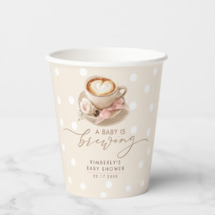 Rosa Schleife Coffee Baby Is Brewing Mädchen Baby  Pappbecher