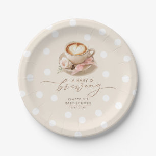 Rosa Schleife Coffee Baby Is Brewing Mädchen Baby Pappteller